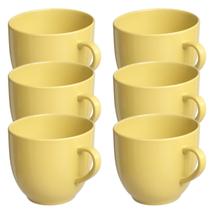 Jogo 6 Xícara Chá Café 170ml Amarela em Porcelana - Mundo da Porcelana