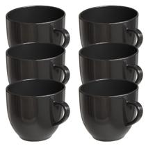 Jogo 6 Xícara Chá Café 170ml Preta em Porcelana - Mundo da Porcelana