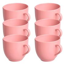 Jogo 6 Xícara Chá Café 170ml Rosa em Porcelana - Mundo da Porcelana