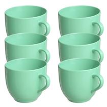 Jogo 6 Xícara Chá Café 170ml Verde em Porcelana - Mundo da Porcelana