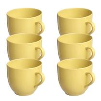 Jogo 6 Xícara Chá Café 95ml Amarela em Porcelana - Mundo da Porcelana