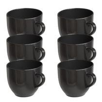 Jogo 6 Xícara Chá Café 95ml Preta em Porcelana - Mundo da Porcelana