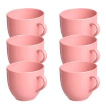 Jogo 6 Xícara Chá Café 95ml Rosa em Porcelana - Mundo da Porcelana