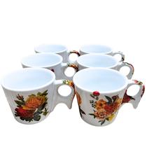 Jogo 6 Xícara Chá/Café Decorada Flores - Porcelana 200ml Modelo:200ml Cabo Prático Jogo 6 Xícara Chá/Café Decorada Flores - Porcelana 200ml Modelo:200ml Cabo Prático