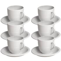 Jogo 6 Xícara Chá Com Pires 95ml Branco em Porcelana - Mundo da Porcelana