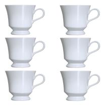 Jogo 6 Xícara Chá Porcelana Branca Germer S/ Pires 2a Linha - Porcelanas Germer