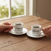 Jogo 6 Xícara De Café Com Pires De Porcelana Pintada Coffee Branco Coffe Jogo 6 Xícara De Café Com Pires De Porcelana Pintada Coffee Branco Coffe