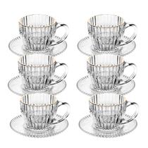 Jogo 6 Xícara de Café de Cristal com Fio de Ouro Império 110ml Wolff