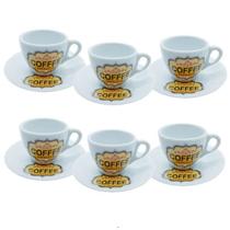 Jogo 6 Xicara De Café De Porcelana Decorada Coffe Pecas 75Ml