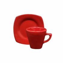 Jogo 6 Xicara Vermelha De Café Cerâmica Premium 60ml Com Pires