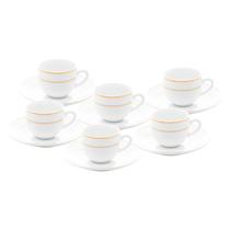 Jogo 6 Xícaras 100ml para café de porcelana branca com fio de ouro Monaco Wolff - 18085 Jogo 6 Xícaras 100ml para café de porcelana branca com fio de ouro Monaco Wolff - 18085