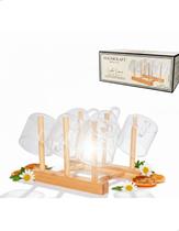Jogo 6 Xicaras 100ml Vidro Borossilicato Café Chá Com Suporte Bambu Linha Servir Hauskraft Premium