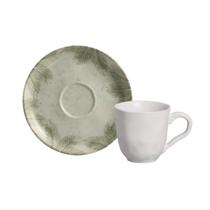 Jogo 6 Xícaras 120ml Com Pires em Stoneware Bio Tropicália Porto Brasil