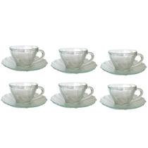 Jogo 6 Xícaras 200ml de Chá + 6 Pires Vidro Temperado -Wind Jogo 6 Xícaras 200ml de Chá + 6 Pires Vidro Temperado -Wind