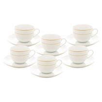 Jogo 6 Xícaras 220ml para chá de porcelana branca com fio de ouro Monaco Wolff - 18084 Jogo 6 Xícaras 220ml para chá de porcelana branca com fio de ouro Monaco Wolff - 18084