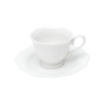 Jogo 6 xícaras 80ml para café de porcelana com pires Maldivas branco Wolff - 17472