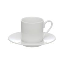 Jogo 6 Xícaras 90 ml C/ Pires Para Café de Porcelana Branco - Western