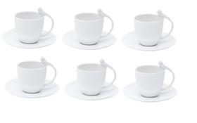 Jogo 6 xícaras café c/ pires porcelana branco 85ml Wolff