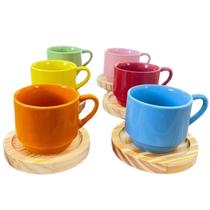 Jogo 6 xícaras café/chá hotel 200ml empilháveis -c/pires red Jogo 6 xícaras café/chá hotel 200ml empilháveis -c/pires red