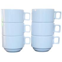 Jogo 6 Xicaras Café/Chá hotel 200ml Empilháveis - Porcelana Branca