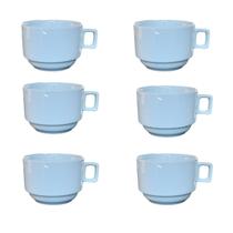 Jogo 6 Xicaras Café/Chá hotel 200ml Empilháveis - Porcelana Branca