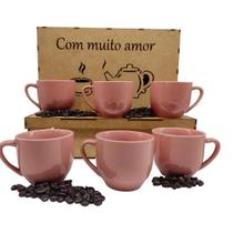 Jogo 6 Xicaras Café Chá Porcelana 170ml Com Caixa em Mdf - original