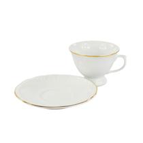 Jogo 6 Xícaras Café Com Pires 70ml Filetado Ouro Pomerode