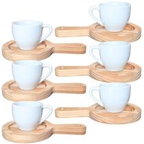 Jogo 6 xícaras café expresso 75ml Porcelana c/ pires panela Jogo 6 xícaras café expresso 75ml Porcelana c/ pires panela