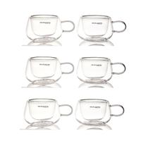 Jogo 6 Xícaras Café Parede Dupla com Alça 100ml Bugatti Jogo 6 Xícaras Café Parede Dupla com Alça 100ml Bugatti