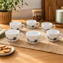 Jogo 6 Xícaras Café Vidro Kit Xícaras Chá Cafezinho Conjunto Elegante Mesa Posta Presente Cozinha Gourmet Luxo Decorado Resistente Durável