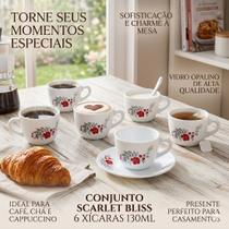 Jogo 6 Xícaras Café Vidro Opalino 130ml Scarlet Bliss Jogo 6 Xícaras Café Vidro Opalino 130ml Scarlet Bliss