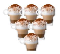 Jogo 6 Xicaras Café Vidro Transparente Stack Empilhavel 90ml