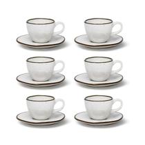 Jogo 6 Xícaras Cafezinho 75ml Com Pires Ryo Maresia Porcelana Oxford