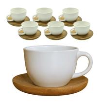 Jogo 6 Xícaras Canelada Borda Dourada Para Café Chá 200ml Jogo 6 Xícaras Canelada Borda Dourada Para Café Chá 200ml