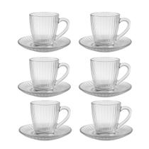 Jogo 6 Xicaras Canelada Para Cafe Cha em Vidro 90ml