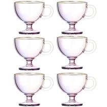 Jogo 6 Xícaras Chá 200ml Furta Cor Borda Dourada Muse Hauskraft