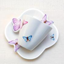 Jogo 6 Xícaras Chá/café Borboletas 200 Ml Wolff -1155