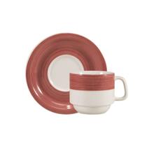 Jogo 6 Xícaras Chá Com Pires 200 Ml Pintura À Mão Vermelho Jogo 6 Xícaras Chá Com Pires 200 Ml Pintura À Mão Vermelho