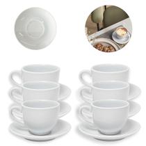 Jogo 6 Xícaras com Pires Café Porcelana Hotel 90ml Luxo