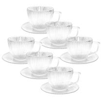 Jogo 6 Xícaras Com Pires Graffiato De Vidro Para Chá 230ml