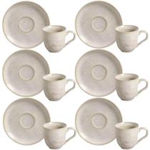 Jogo 6 Xícaras de Café 120ml com Pires Cerâmica Bio Latte Mesa Posta Porto Brasil Jogo 6 Xícaras de Café 120ml com Pires Cerâmica Bio Latte Mesa Posta Porto Brasil