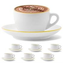 Jogo 6 Xícaras De Café Chá Pires Cerâmica Fio De Ouro 85ml Jogo 6 Xícaras De Café Chá Pires Cerâmica Fio De Ouro 85ml