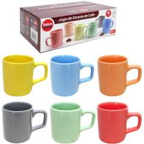 Jogo 6 Xícaras De Café Coloridas 80Ml - Dolce Home