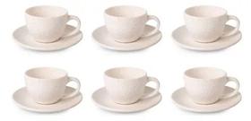Jogo 6 Xícaras de Café em Cerâmica Marmol Bege