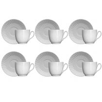 Jogo 6 Xícaras de Café em Porcelana Com Pires Germer Branca 75ml Cafezinho Jogo 6 Xícaras de Café em Porcelana Com Pires Germer Branca 75ml Cafezinho