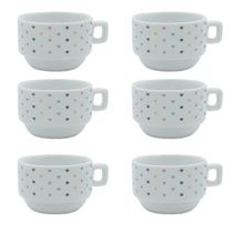 Jogo 6 xícaras de Café Hotel -100ml Empilháveis Poá Colorido Jogo 6 xícaras de Café Hotel -100ml Empilháveis Poá Colorido