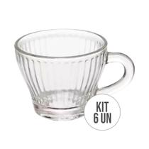 Jogo 6 Xícaras de Café Morocco Lines Vidro Transparente 90ml Em Casa Tem