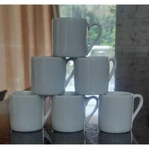 Jogo 6 xícaras de Café - Tradicional - 55 ml base reta - Porcelana branca