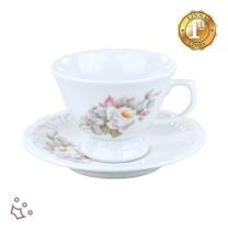 Jogo 6 Xícaras De Chá C/ Pires Porcelana Schmidt Eterna Jogo 6 Xícaras De Chá C/ Pires Porcelana Schmidt Eterna