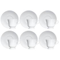 Jogo 6 Xícaras de Chá Café 190ml com Pires Porcelana Germer Branco Relevo Cottage Jogo 6 Xícaras de Chá Café 190ml com Pires Porcelana Germer Branco Relevo Cottage